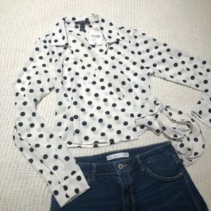Polka dot wrap blouse
